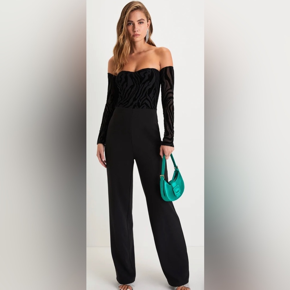 Elegant off the shoulder black jumpsuit